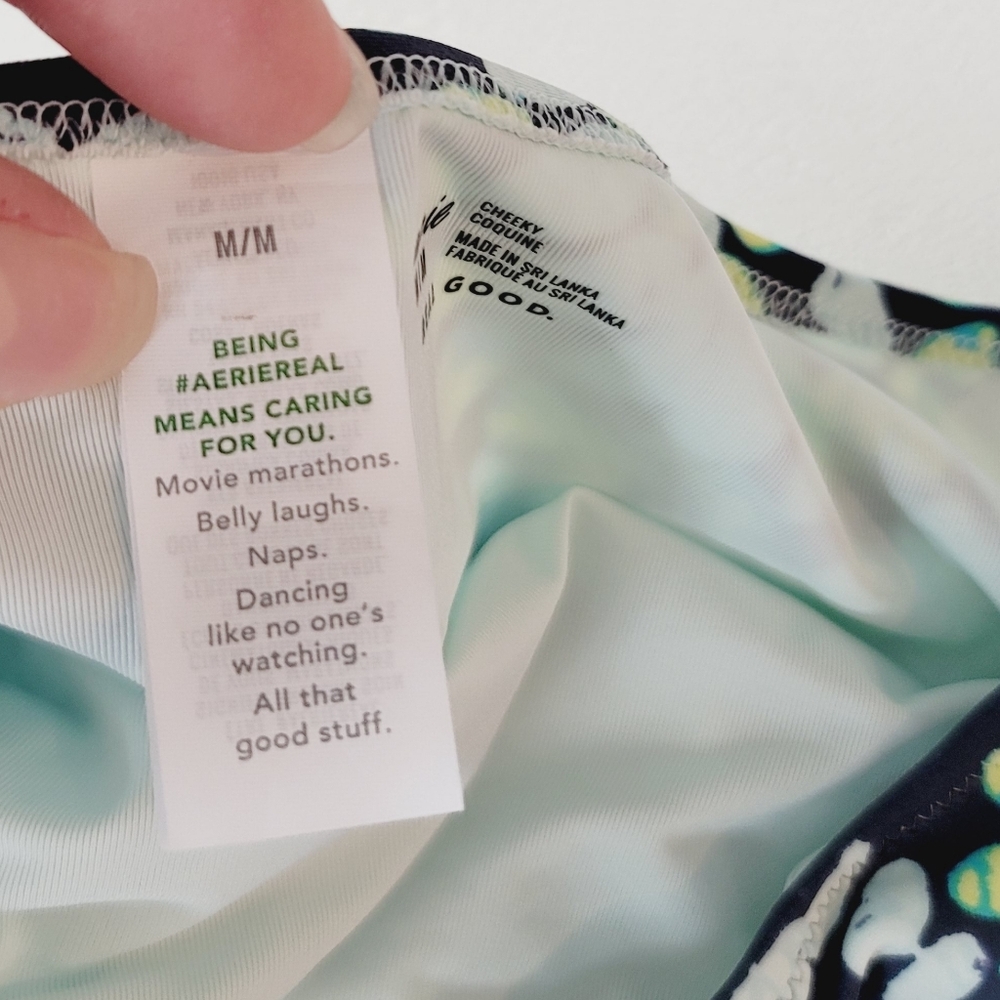 🆕️ Aerie Night Sea Floral Cutout Cheeky High Waist Bikini Bottoms - Picture 8 of 14